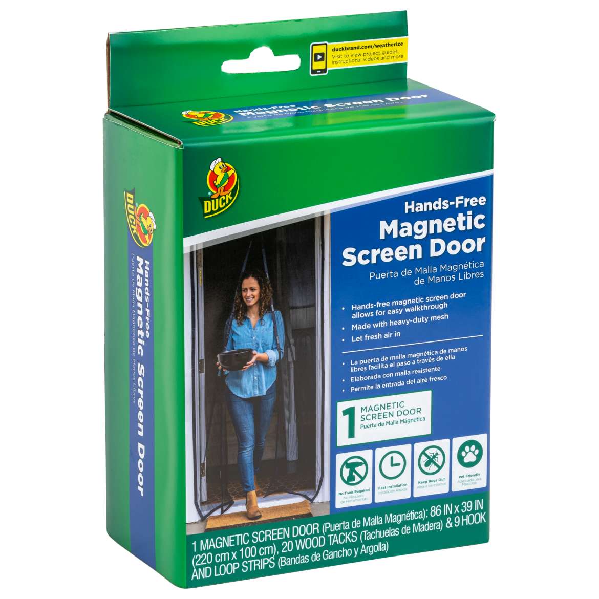 Duck® Brand Hands-Free Magnetic Screen Door