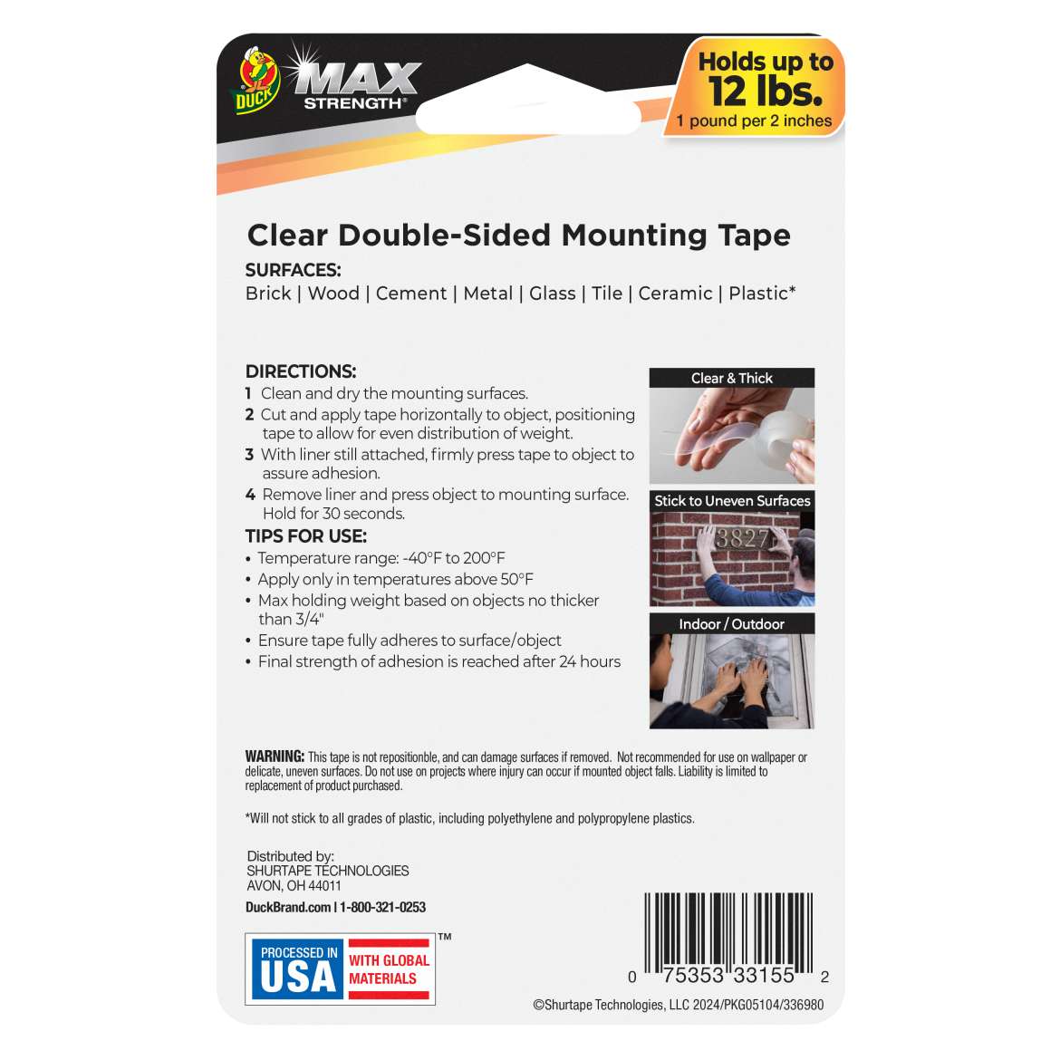 Duck Max Strength® Clear Mounting Tape